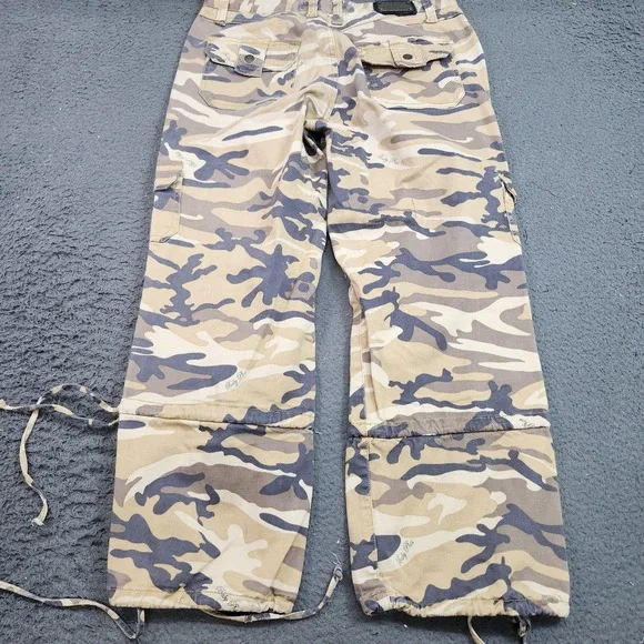 Baby Phat Pants Juniors 9 Beige Camo Cargo Straight Leg Beaded Embroidered - Picture 8 of 12